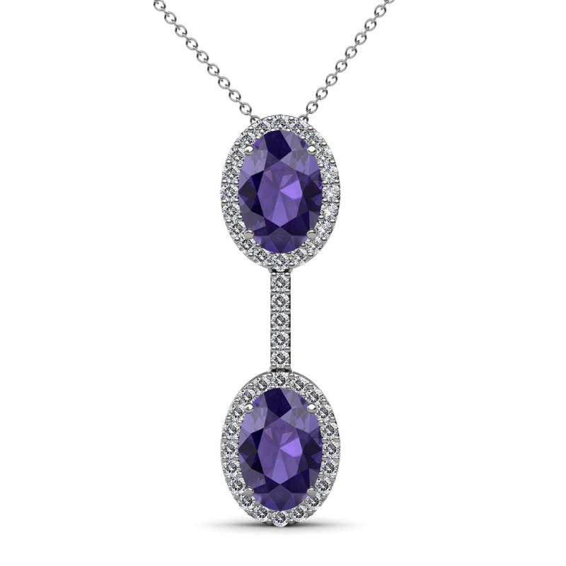 Zaneta Iolite and Diamond Halo Slider Pendant 