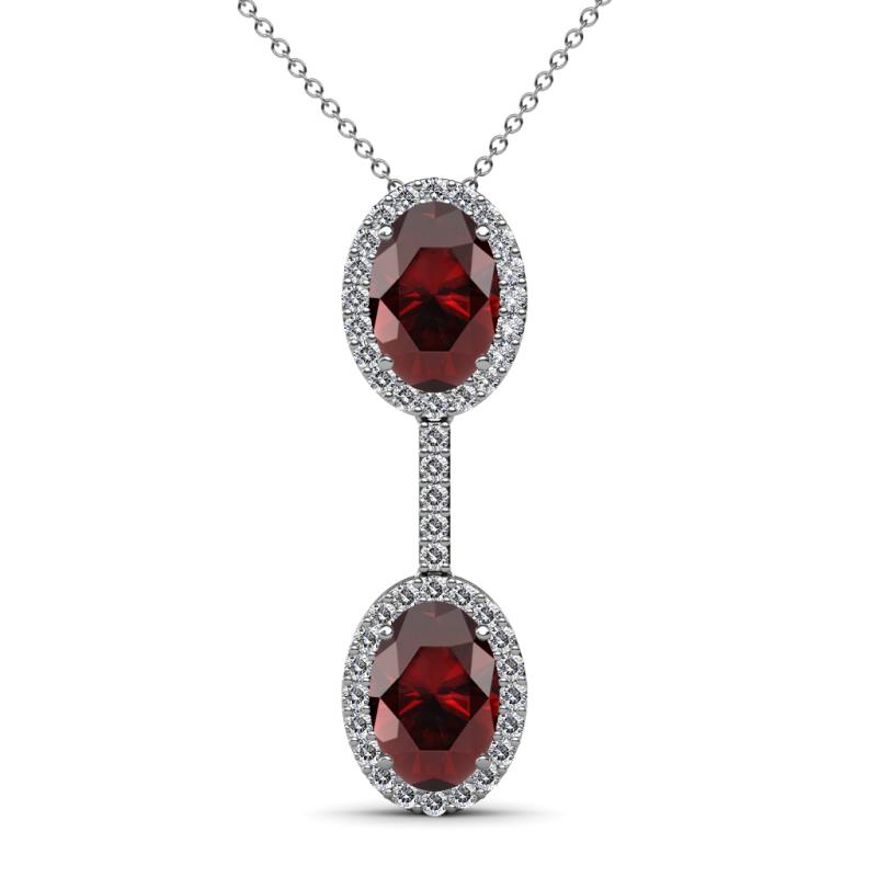 Zaneta Red Garnet and Diamond Halo Slider Pendant 