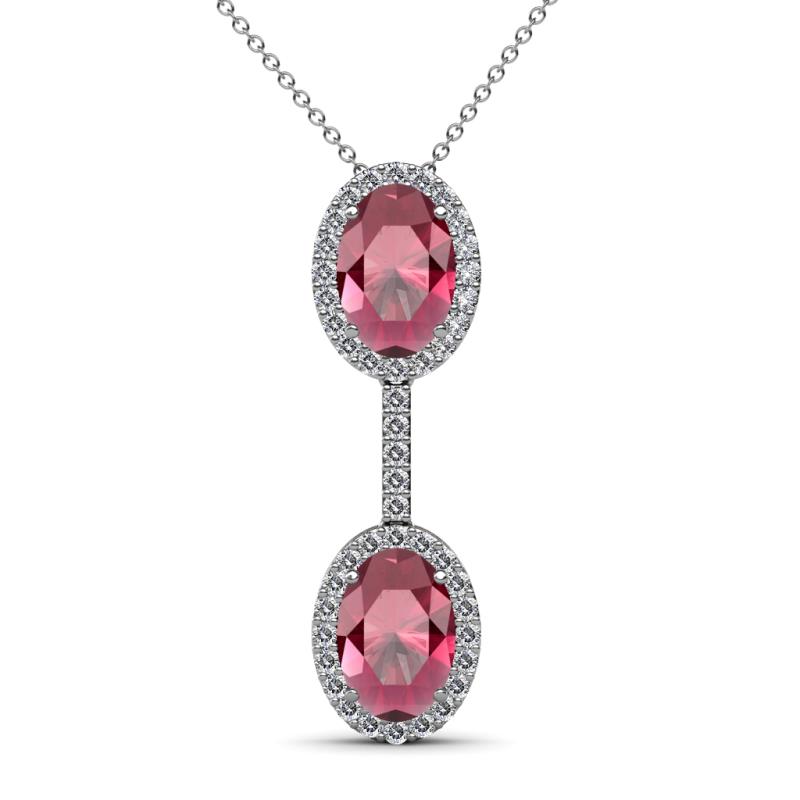 Zaneta Rhodolite Garnet and Diamond Halo Slider Pendant 