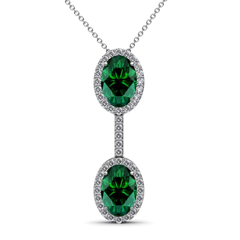 Zaneta Emerald and Diamond Halo Slider Pendant 