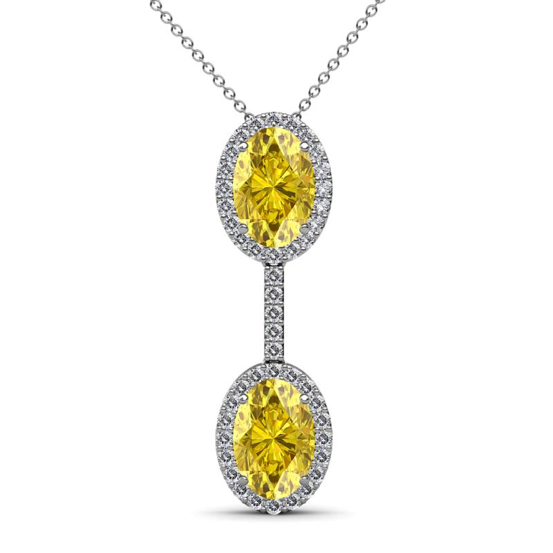 Zaneta Yellow Sapphire and Diamond Halo Slider Pendant 