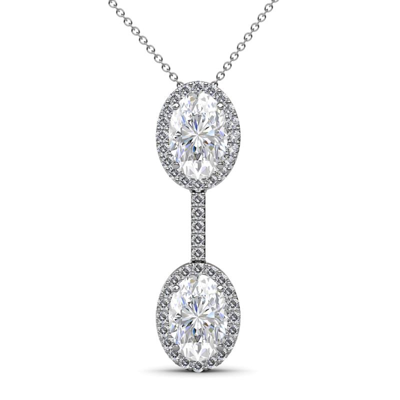 Zaneta White Sapphire and Diamond Halo Slider Pendant 