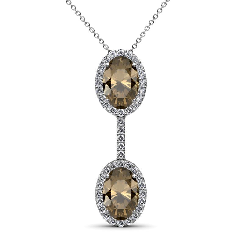 Zaneta Smoky Quartz and Diamond Halo Slider Pendant 