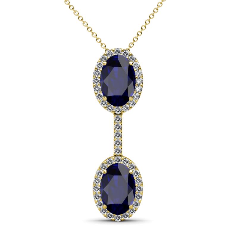 Zaneta Blue Sapphire and Diamond Halo Slider Pendant 