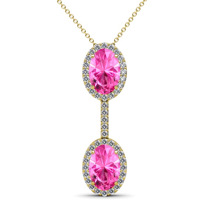 Zaneta Pink Sapphire and Diamond Halo Slider Pendant 