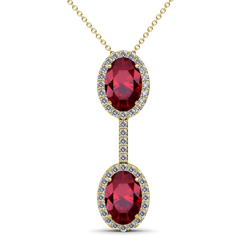 Zaneta Ruby and Diamond Halo Slider Pendant 