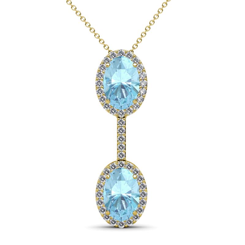 Zaneta Aquamarine and Diamond Halo Slider Pendant 