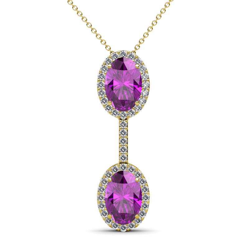 Zaneta Amethyst and Diamond Halo Slider Pendant 