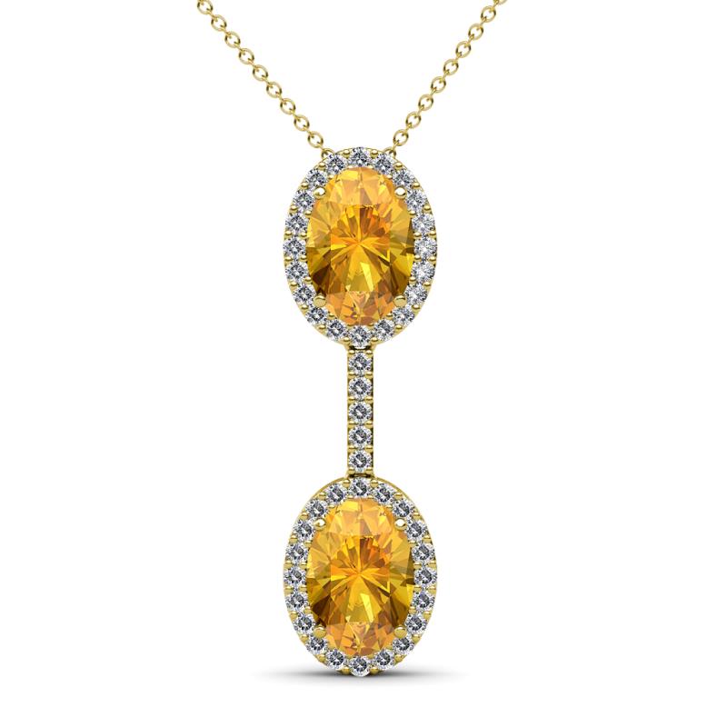 Zaneta Citrine and Diamond Halo Slider Pendant 