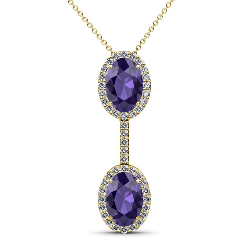Zaneta Iolite and Diamond Halo Slider Pendant 