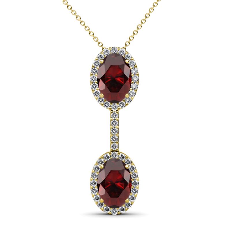 Zaneta Red Garnet and Diamond Halo Slider Pendant 