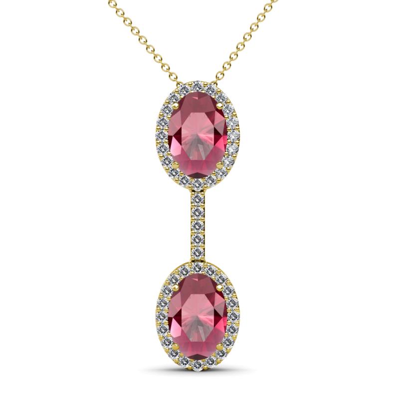 Zaneta Rhodolite Garnet and Diamond Halo Slider Pendant 