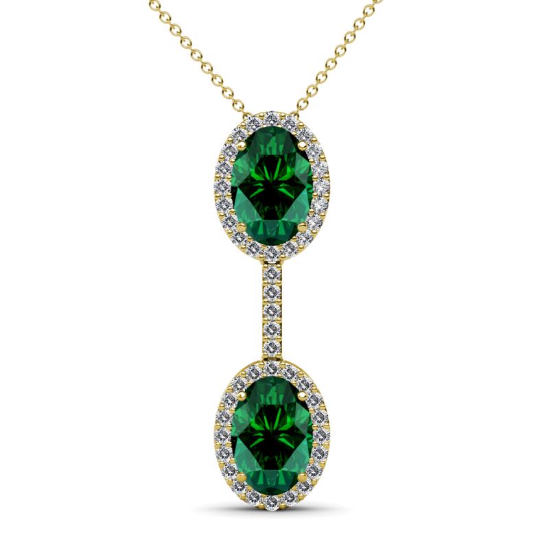 Zaneta Emerald and Diamond Halo Slider Pendant 