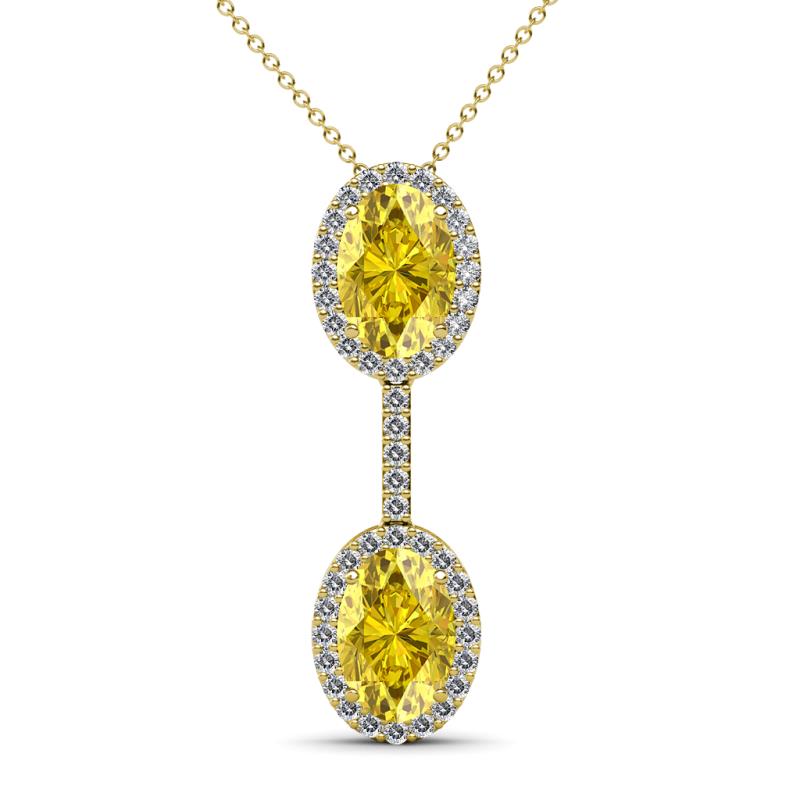 Zaneta Yellow Sapphire and Diamond Halo Slider Pendant 