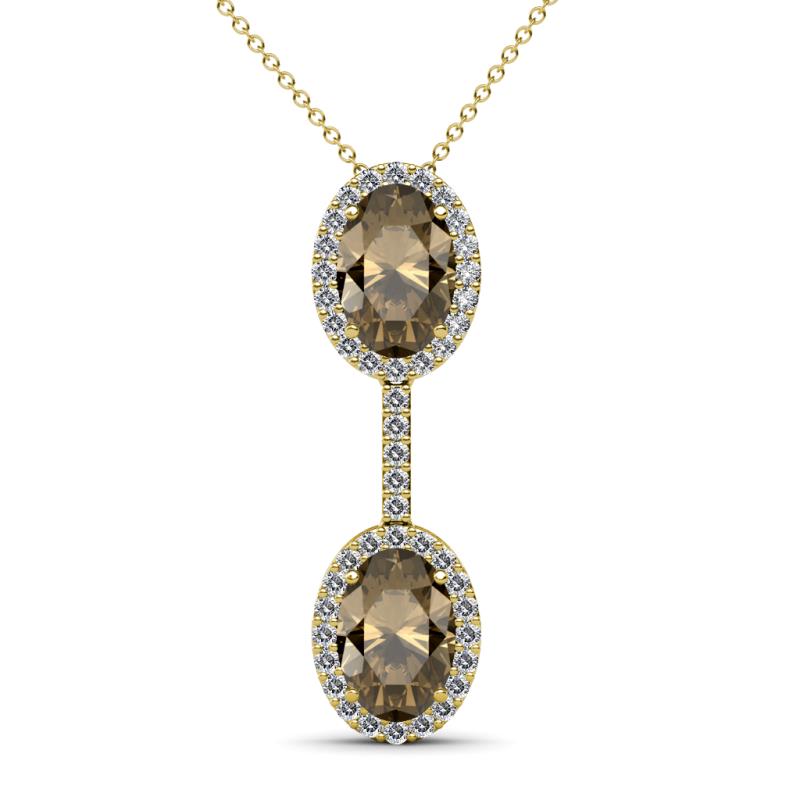 Zaneta Smoky Quartz and Diamond Halo Slider Pendant 