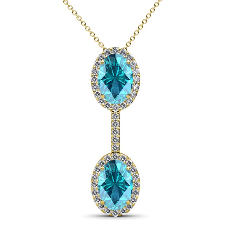 Zaneta London Blue Topaz and Diamond Halo Slider Pendant 