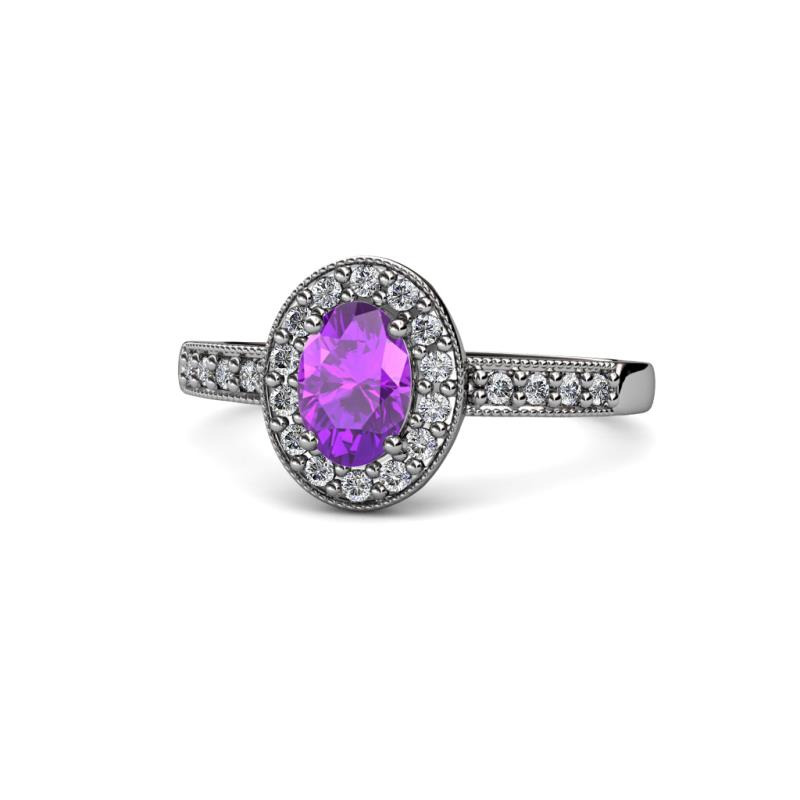 Olea Oval Cut Amethyst and Diamond Engagement Ring 