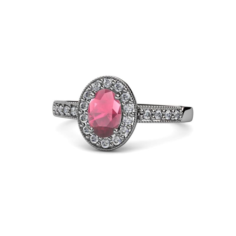 Olea Oval Cut Rhodolite Garnet and Diamond Engagement Ring 