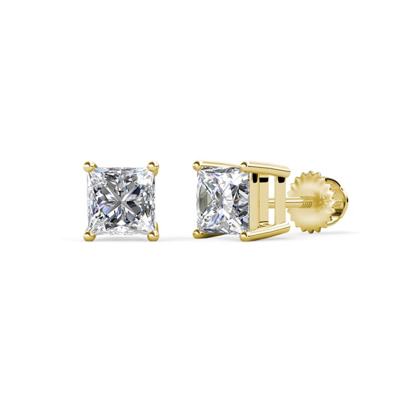 Zoey Princess Cut Diamond  1 1/2 ctw (SI2/HI) Four Prongs Solitaire Stud Earrings 