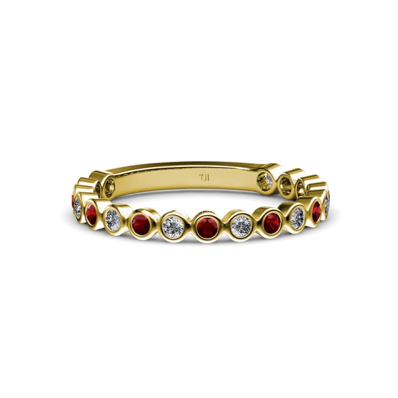 Ashlyn 1.80 mm Red Garnet and Diamond 3/4 Eternity Band 