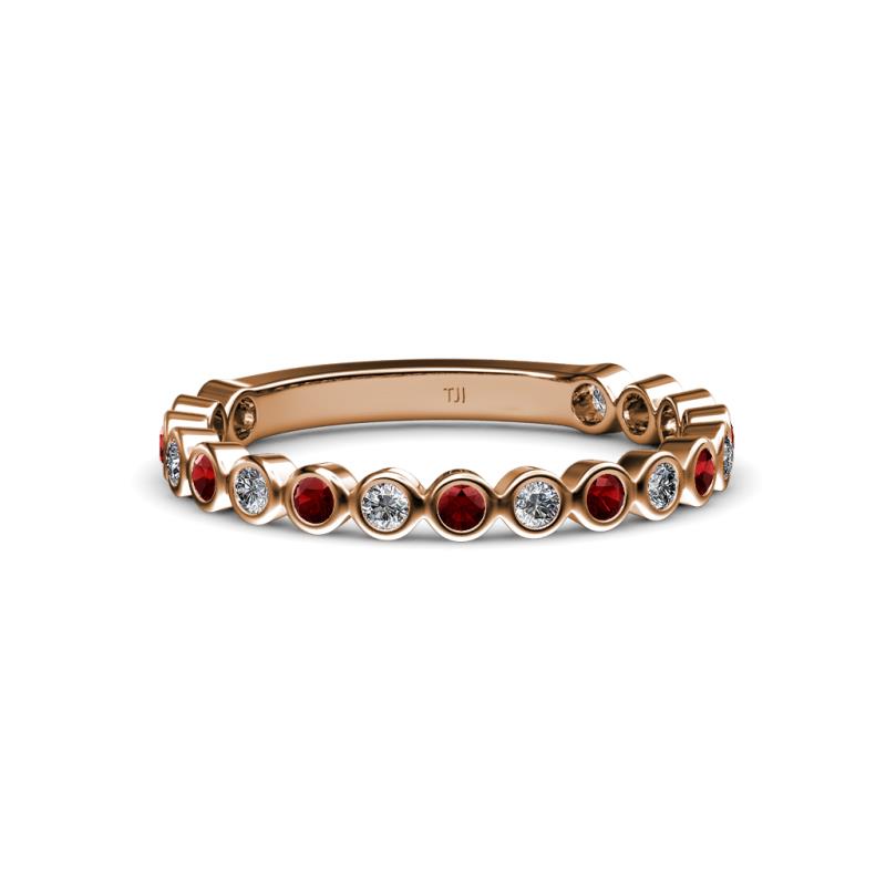 Ashlyn 1.80 mm Red Garnet and Diamond 3/4 Eternity Band 