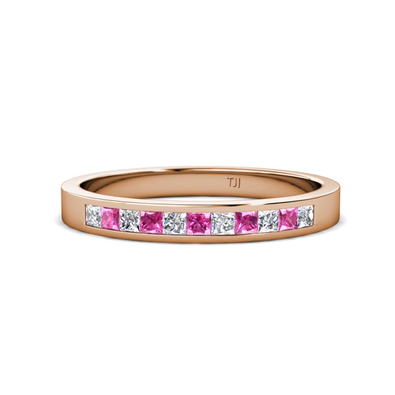 Aaryn 2.00 mm Pink Sapphire and Diamond 11 Stone Wedding Band 