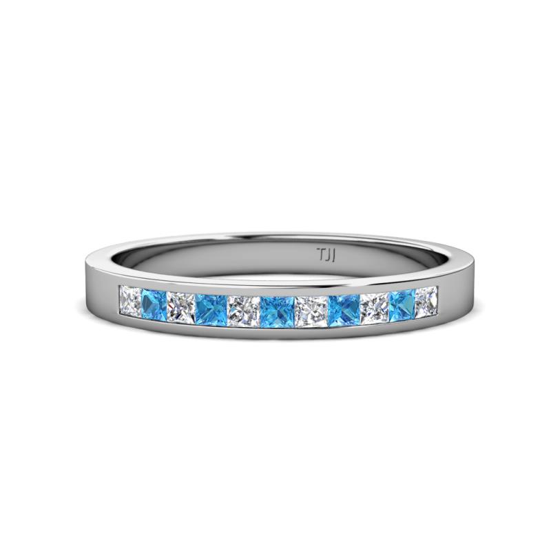 Aaryn 2.00 mm Blue Topaz and Diamond 11 Stone Wedding Band 