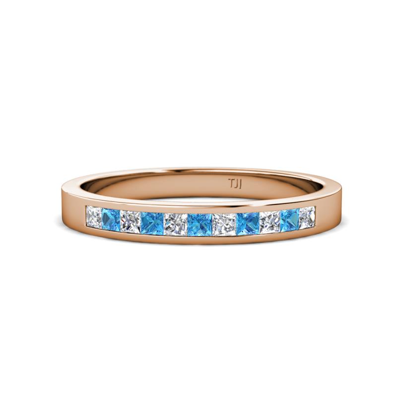 Aaryn 2.00 mm Blue Topaz and Diamond 11 Stone Wedding Band 