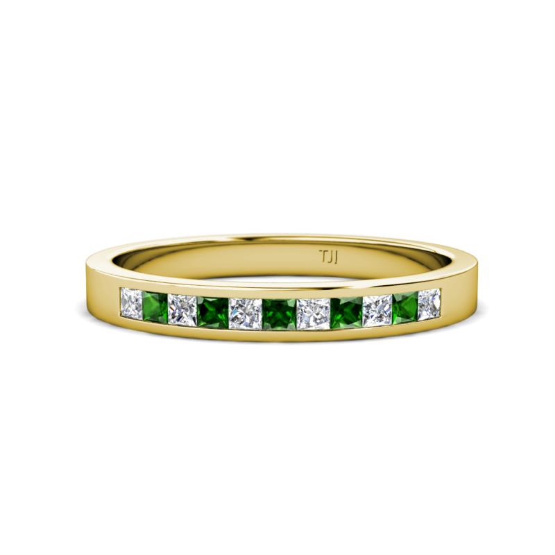 Aaryn 2.00 mm Green Garnet and Diamond 11 Stone Wedding Band 