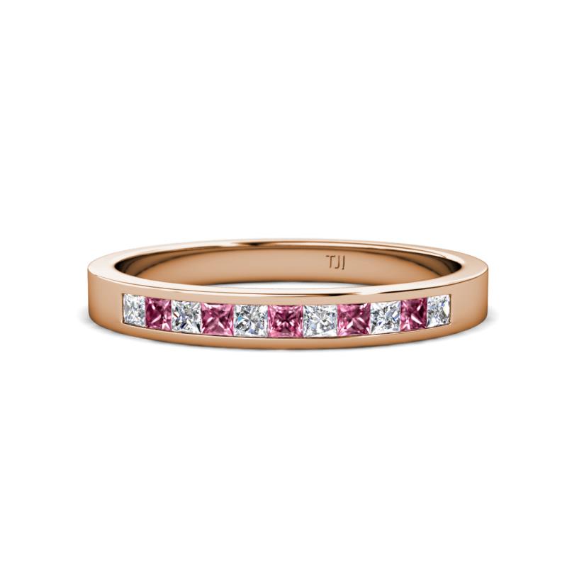 Aaryn 2.00 mm Pink Tourmaline and Diamond 11 Stone Wedding Band 