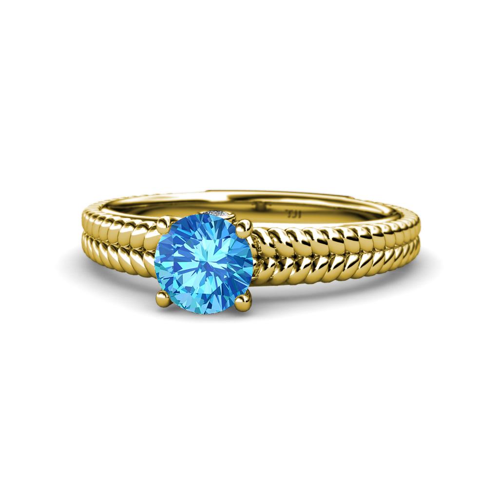 Kelis Desire Blue Topaz and Diamond Engagement Ring 