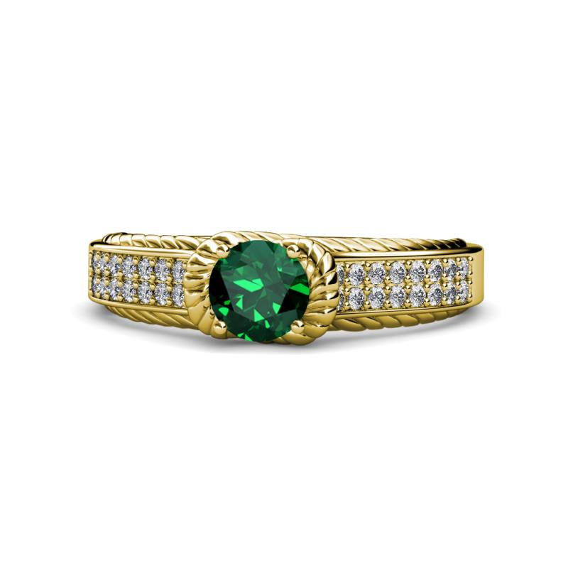Anya Desire Emerald and Diamond Engagement Ring 