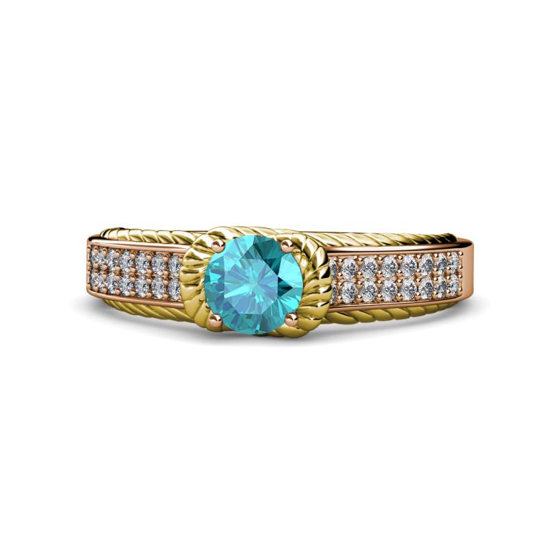 Anya Desire London Blue Topaz and Diamond Engagement Ring 