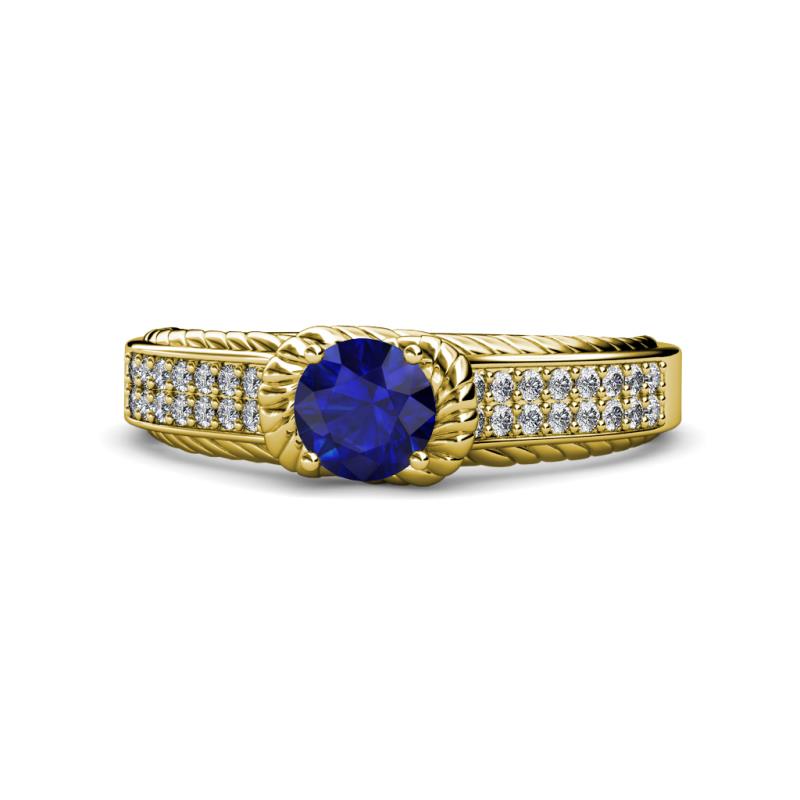 Anya Desire Blue Sapphire and Diamond Engagement Ring 