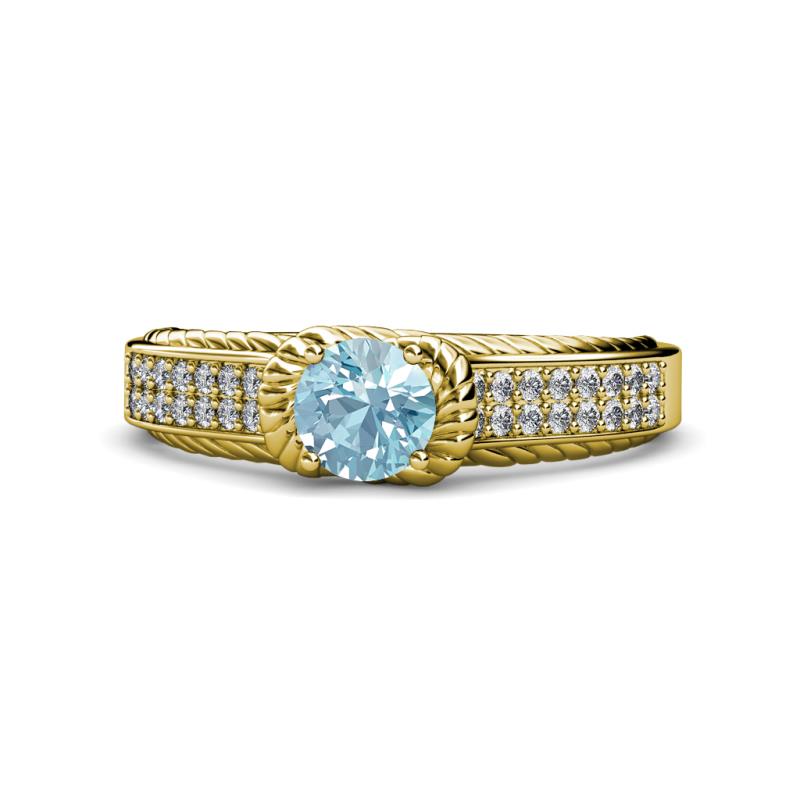 Anya Desire Aquamarine and Diamond Engagement Ring 