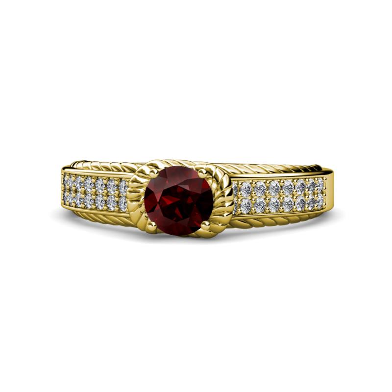 Anya Desire Red Garnet and Diamond Engagement Ring 