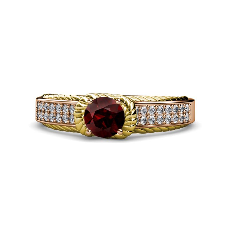Anya Desire Red Garnet and Diamond Engagement Ring 