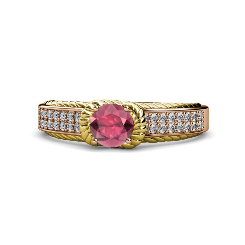 Anya Desire Rhodolite Garnet and Diamond Engagement Ring 