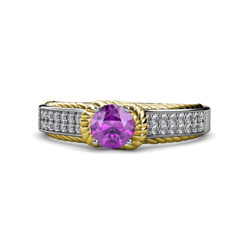 Anya Desire Amethyst and Diamond Engagement Ring 