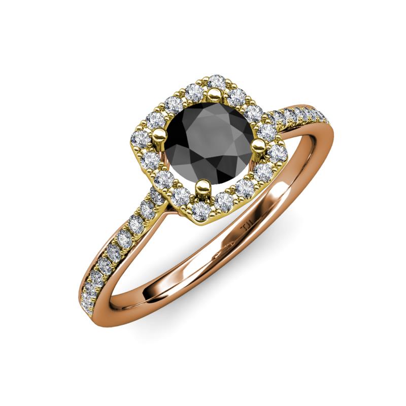 Anne Desire Black and White Diamond Two Tone Halo Engagement Ring  