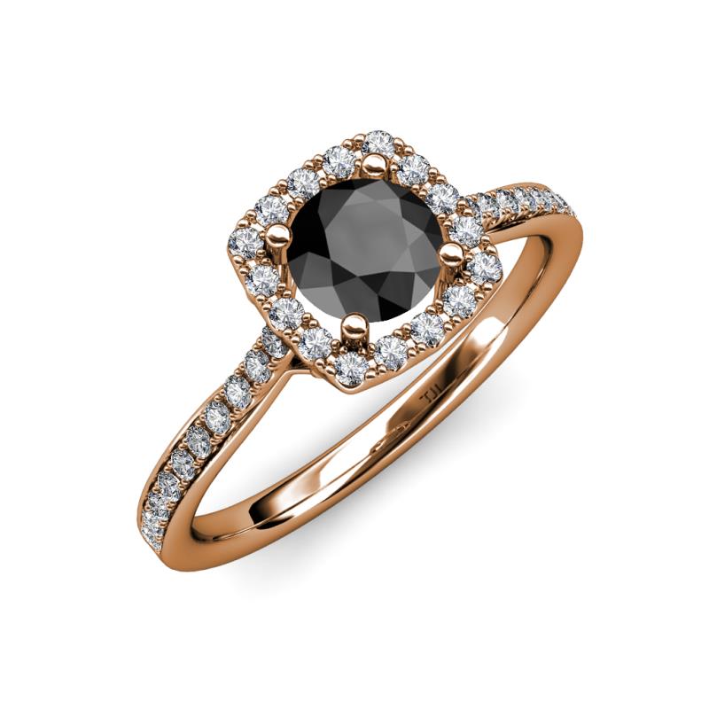 Anne Desire Black and White Diamond Halo Engagement Ring  