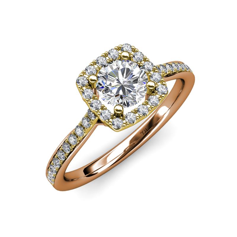 Anne Desire Diamond Two Tone Halo Engagement Ring  