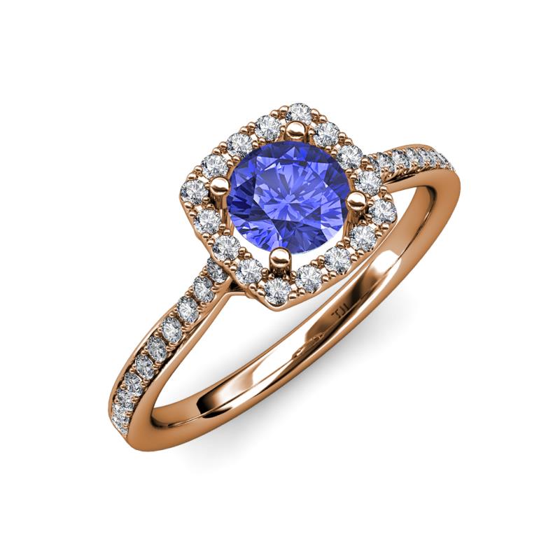 Anne Desire Tanzanite and Diamond Halo Engagement Ring  