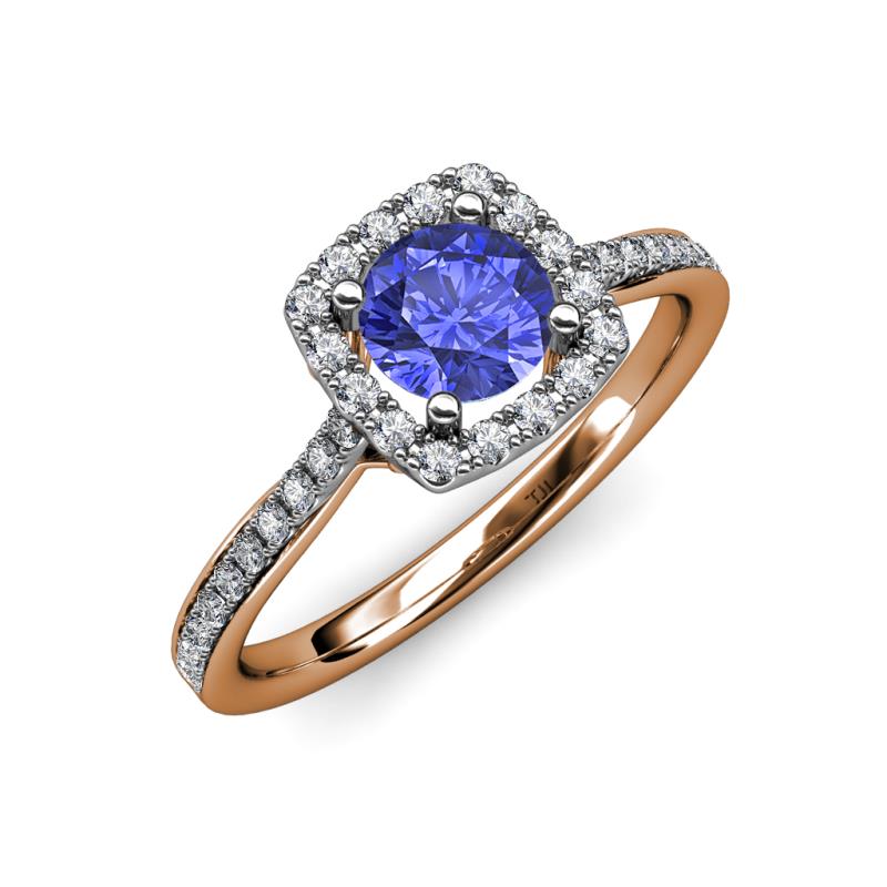 Anne Desire Tanzanite and Diamond Halo Engagement Ring  