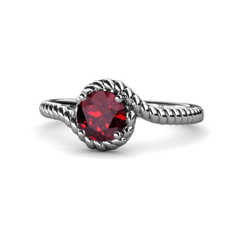 Aerin Desire 6.00 mm Round Ruby Bypass Solitaire Engagement Ring 
