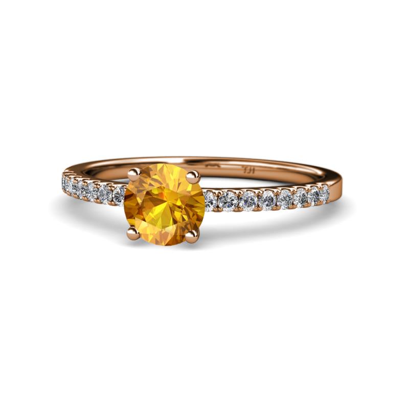 Della Signature Citrine and Diamond Solitaire Plus Engagement Ring 