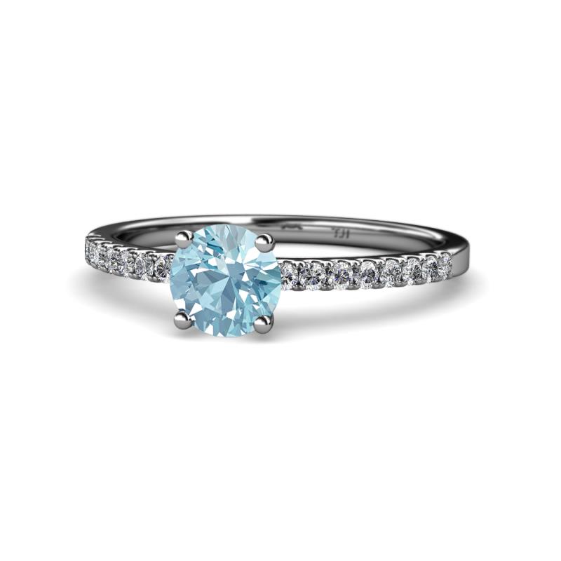 Della Signature Aquamarine and Diamond Solitaire Plus Engagement Ring 