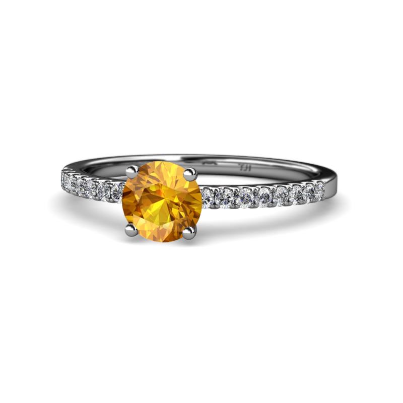 Della Signature Citrine and Diamond Solitaire Plus Engagement Ring 