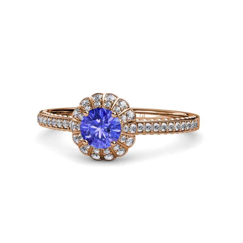Jolie Signature Tanzanite and Diamond Floral Halo Engagement Ring 