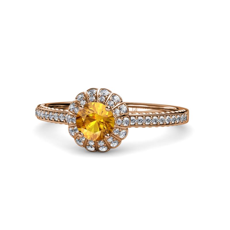 Jolie Signature Citrine and Diamond Floral Halo Engagement Ring 